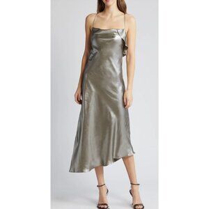 Du Paradis Metallic Asymmetric Hem Dress size M